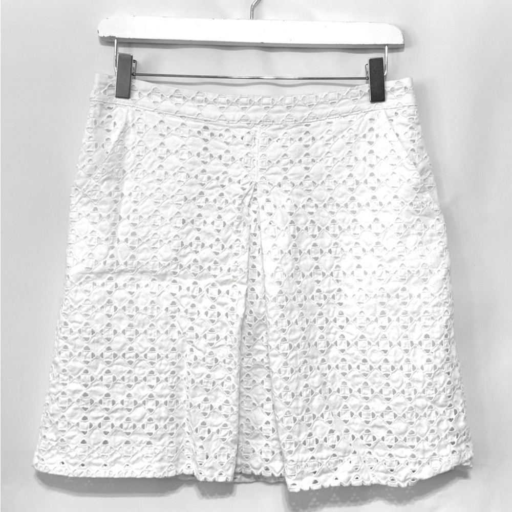 Club Monaco White Cut Out A Line Front Pleat Lined Skirt Size 2
